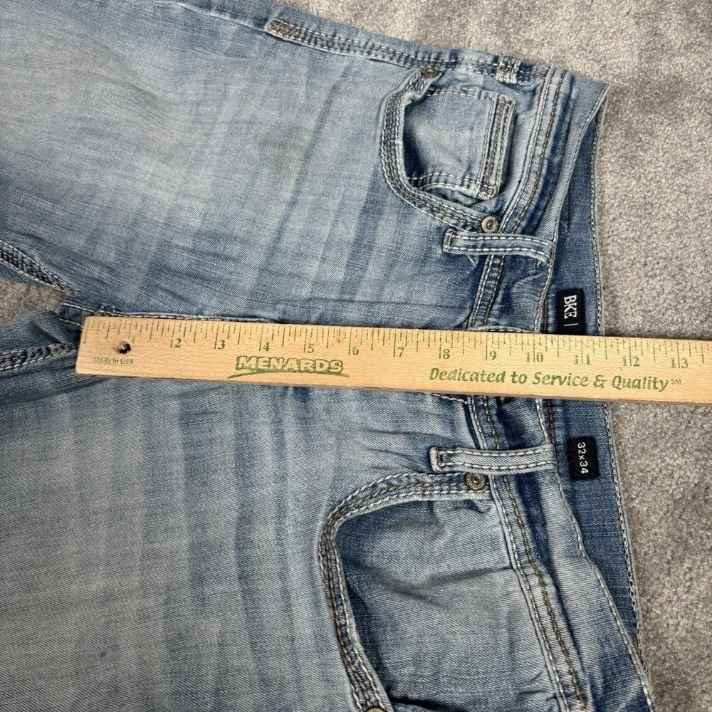 BKE Jake Jeans Mens 32x32 (Tag 32x34) Light Blue Denim Straight Leg Custom Hems